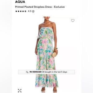 Aqua Floral Strapless Dress